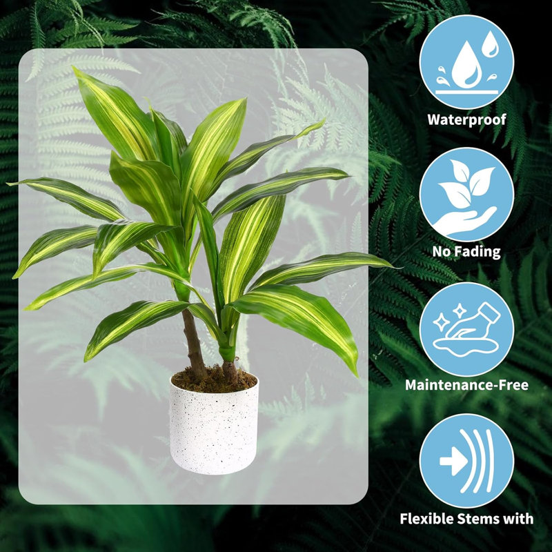 Ensemble de 2 plantes à feuilles de figuier artificielles en pots d'aspect marbre blanc, verdure artificielle pour bureau, salon, chambre à coucher et tablette