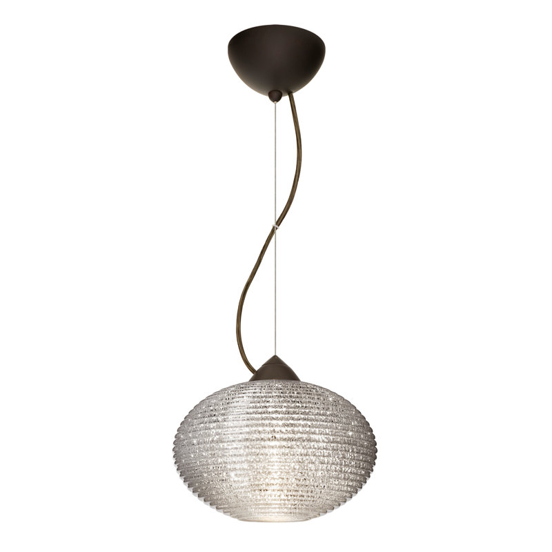 Maryrose 1 - Light Single Pendant, Brushed Bronze, Glitter, 7.5" H x 11.75" W x 11.75" D