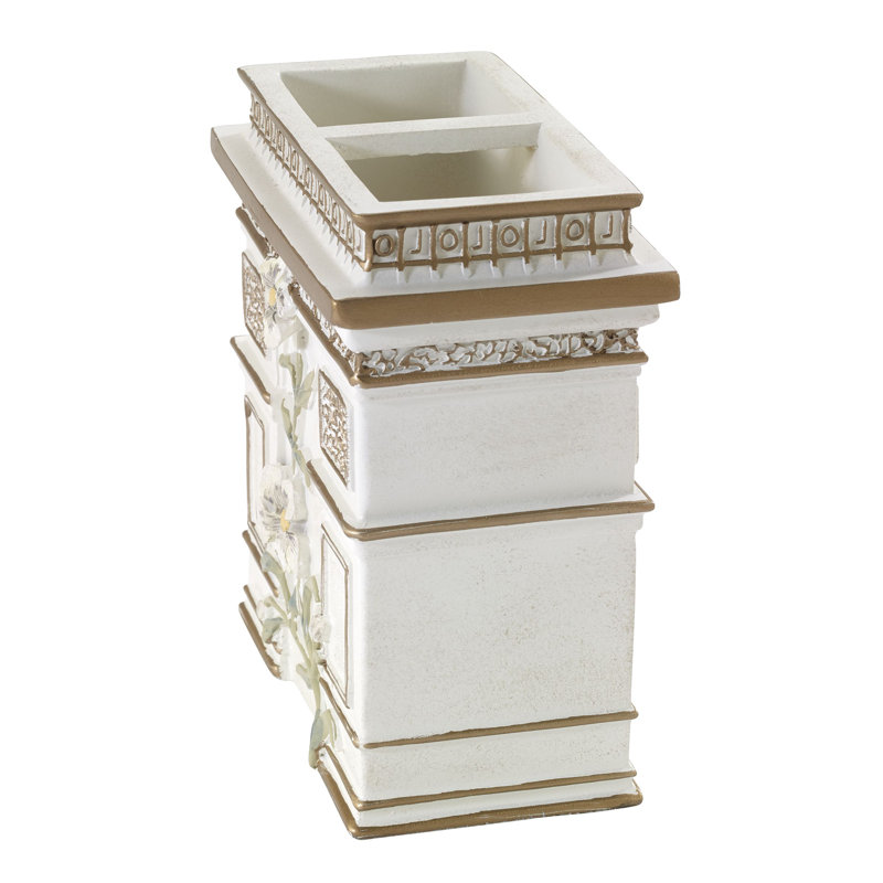 Parisian White and Gold Resin Toothbrush Caddy
