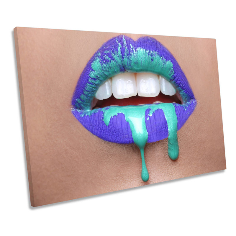 Fashion Lips Drip Lipstick - Wrapped Canvas Print, 91.4cm H x 137.2cm W x 4cm D