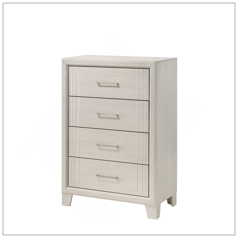 Armoire de chevet contemporaine à 4 tiroirs 1Pc, Beige