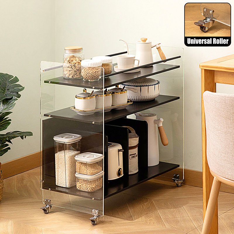 Accent Side Table with Bamboo Base, Black