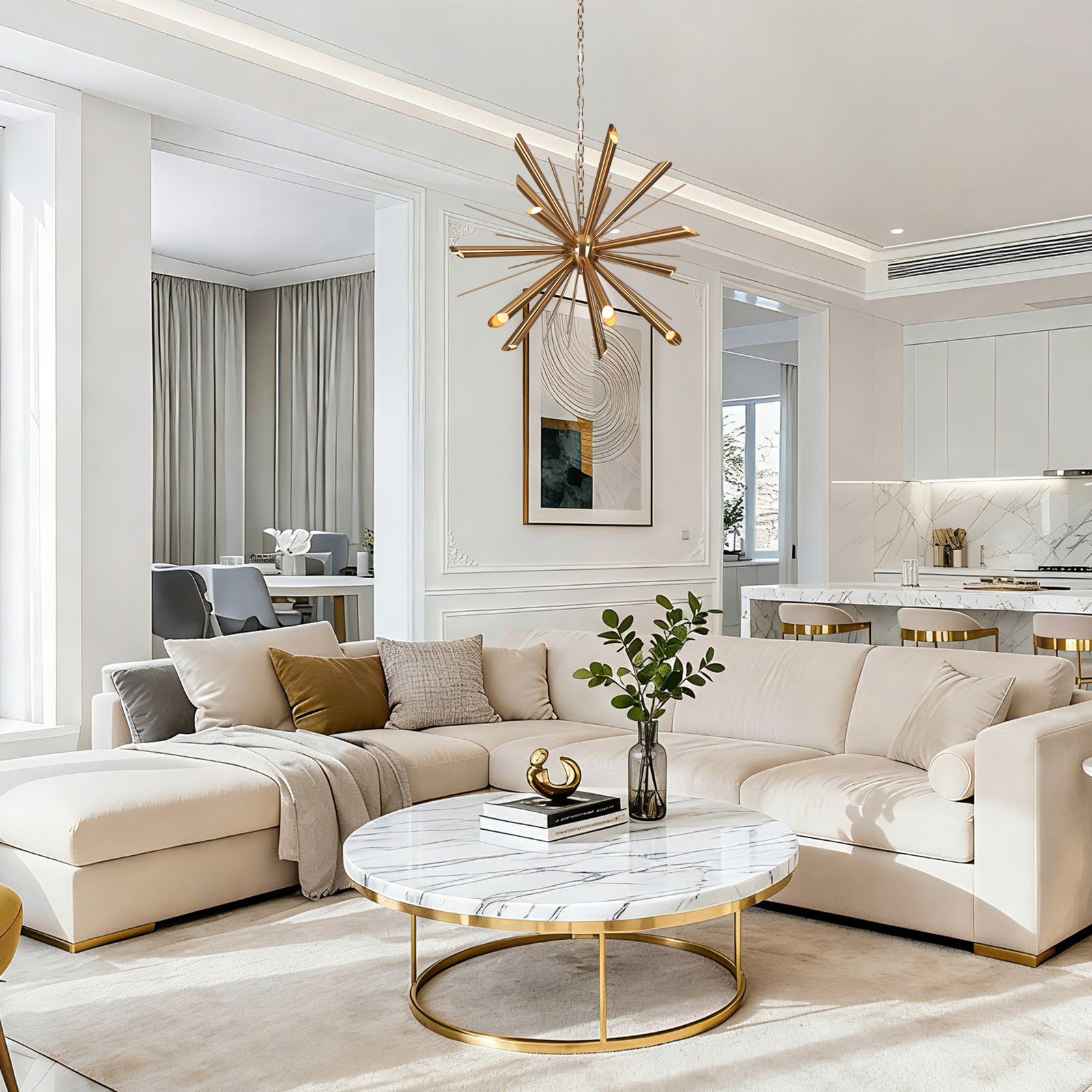 Alexandre 15 - Light 26'' Dimmable LED Sputnik Modern Glam Dining Room Chandelier