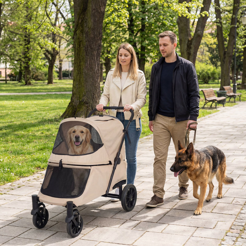 Grande poussette pour grands et petits animaux, Beige