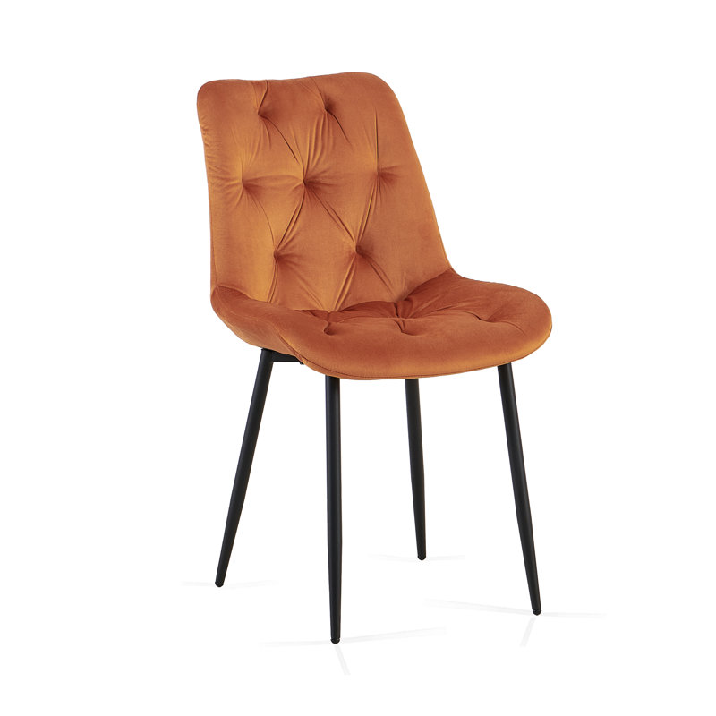 Velvet Upholstered Dining Chair, Orange