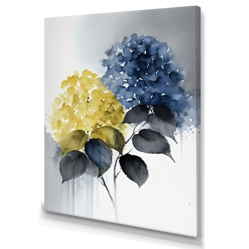 «Yellow Hydrangea Blooms - Hydrangea», reproduction sur toile encadrée, H 20 po x l 12 po, Toile tendue