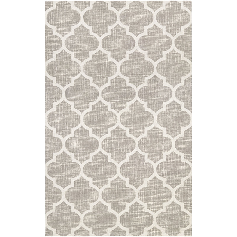Tapis gris/ivoire tissé à la main Lissette, Rectangle 5 pi 2 po x 7 pi 4 po