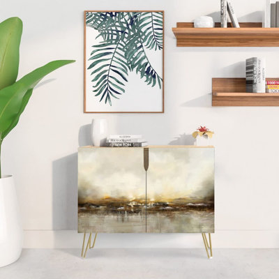 Buffet, armoire de rangement pour la cuisine avec 2 portes, peinture grunge brune et grise, console pour salle à manger L 35 po x l 18 po x H 29 po