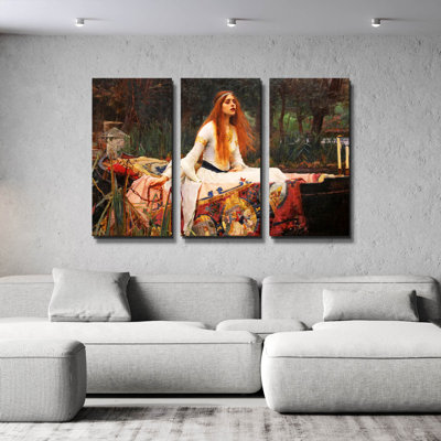 «The Lady Of Shalott» par John William Waterhouse, art mural triptyque, 36 po x 24 po