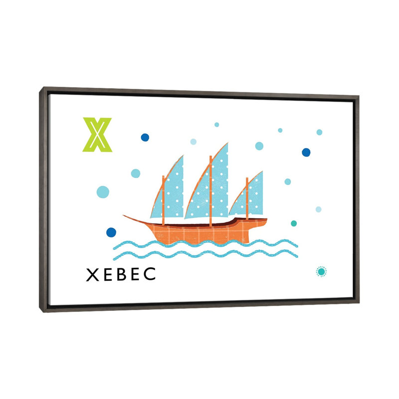«X is for Xebec» - impression, Pas de tapis, H 40 po x l 60 po x 1,5 po, Toile avec cadre gris