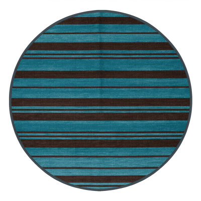 Machine Washable Horizontal Stripes Brown Area Rug