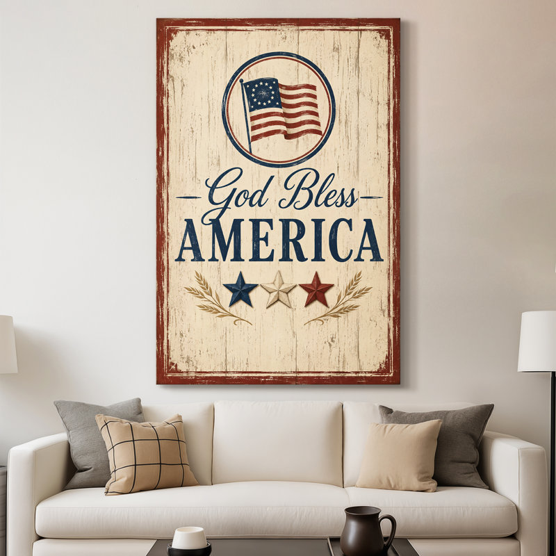 «Blessings on Old Glory», toile tendue avec châssis - prête à être accrochée, 36X48