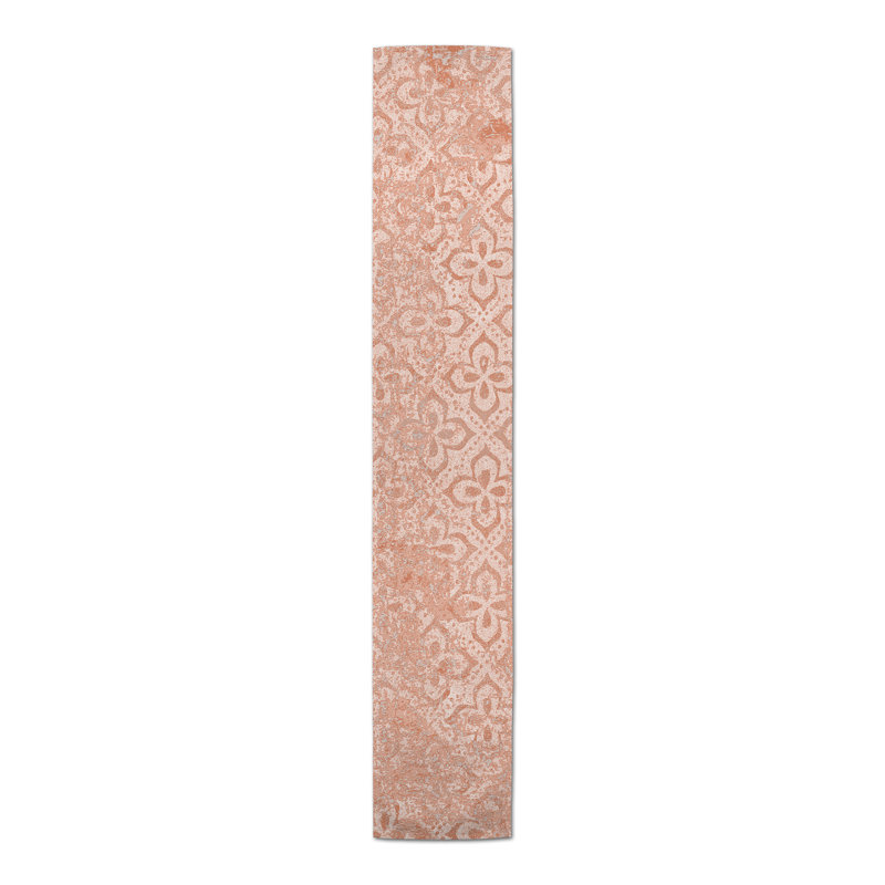 Peach Colored Pattern Distress 1 Table Runner, 90" L x 16" W