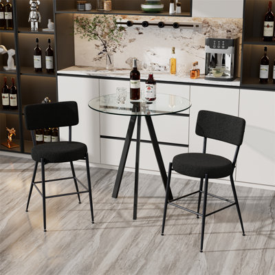 Round Height Pub Table and 2 Teddy fabric Bar Stools