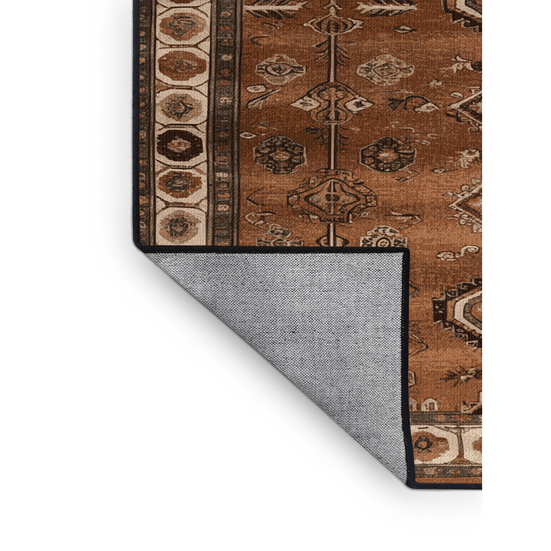 Tapis brun turc lavable à la machine, Carré 4 pi