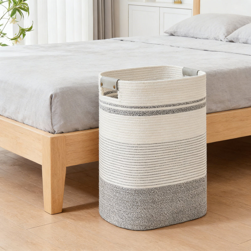 Laundry Basket With Handles - Blanket Basket & Hampers, Gray/White