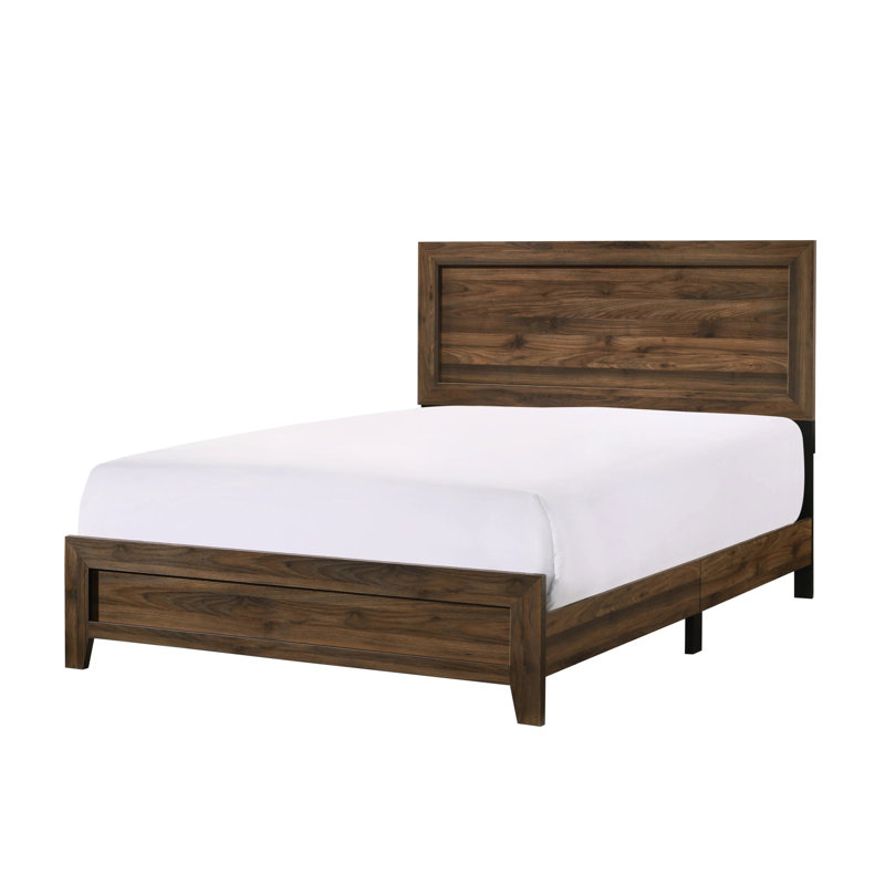 Grand lit de style contemporain en cerisier brun, meubles de chambre à coucher élégants, base en bois massif pour installation de panneaux de finition en cerisier magnifique, décoration moderne
