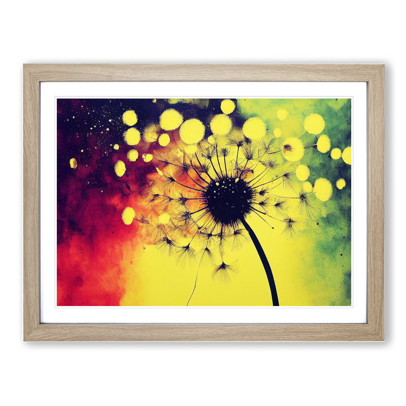 Dandelion Splash - Framed Print, 34cm H x 46cm W x 2cm D, Oak