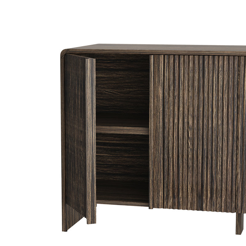 Novara 60" Contemporary 4-Door Sideboard in Jacobean Walnut, Jacobean Walnut