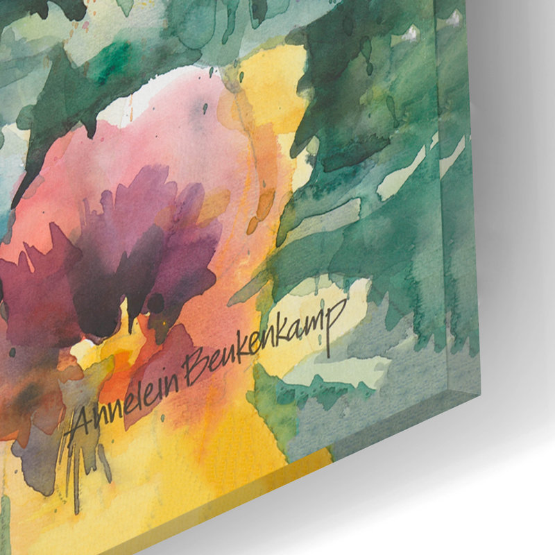 "Image Perfect Pansies" par Annelein Beukenkamp, art mural en verre acrylique, H 16 po x l 12 po x P 0,13 po
