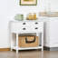 Armoire de rangement blanche à 4 tiroirs et tablette à lattes pour la cuisine, côté salon avec 4 tablettes