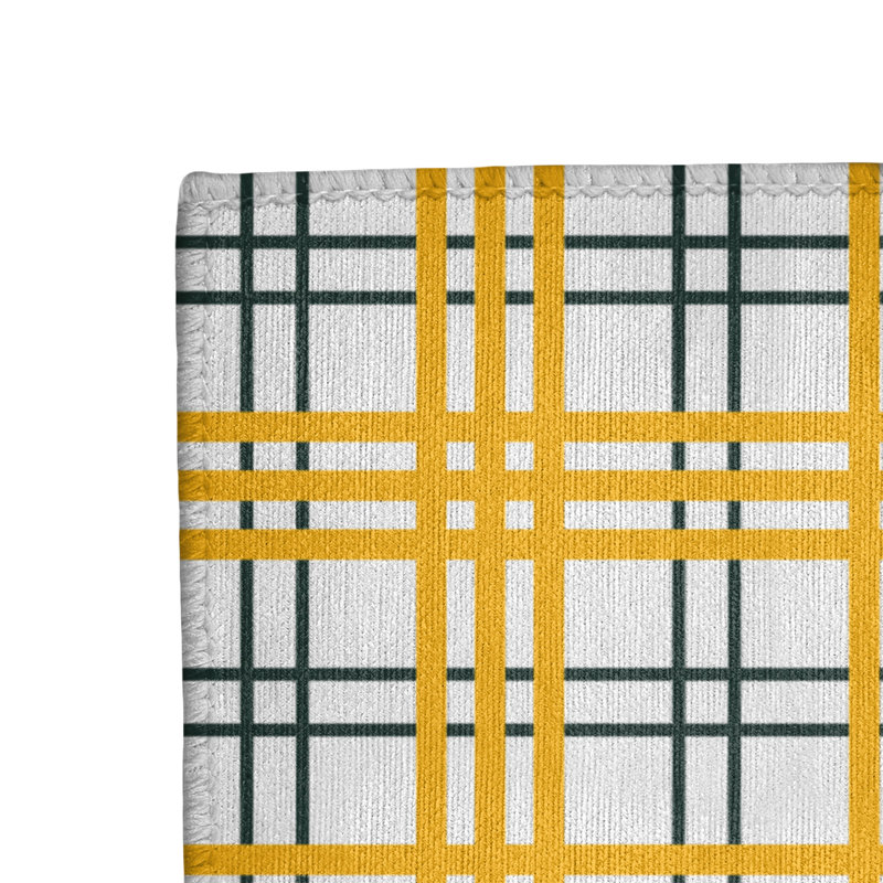Tapis jaune / blanc à carreaux, Rectangle 8 pi x 10 pi