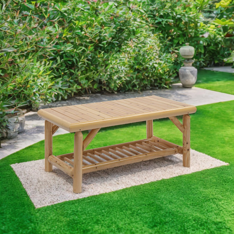 Table basse de patio en bois, Jaune