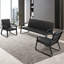 Ensemble de canapé 3 pièces pour salle d'attente, ensemble de mobilier de réception en cuir PU moderne, 2 fauteuils simples + 1 causeuse double, canapé de vestibule à cadre en métal robuste pour bureau, cabinet, salon, noir
