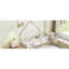 Lit double blanc en forme de maison avec clôture et barrières de sécurité - Fabriqué en pin de qualité pour un sommeil durable