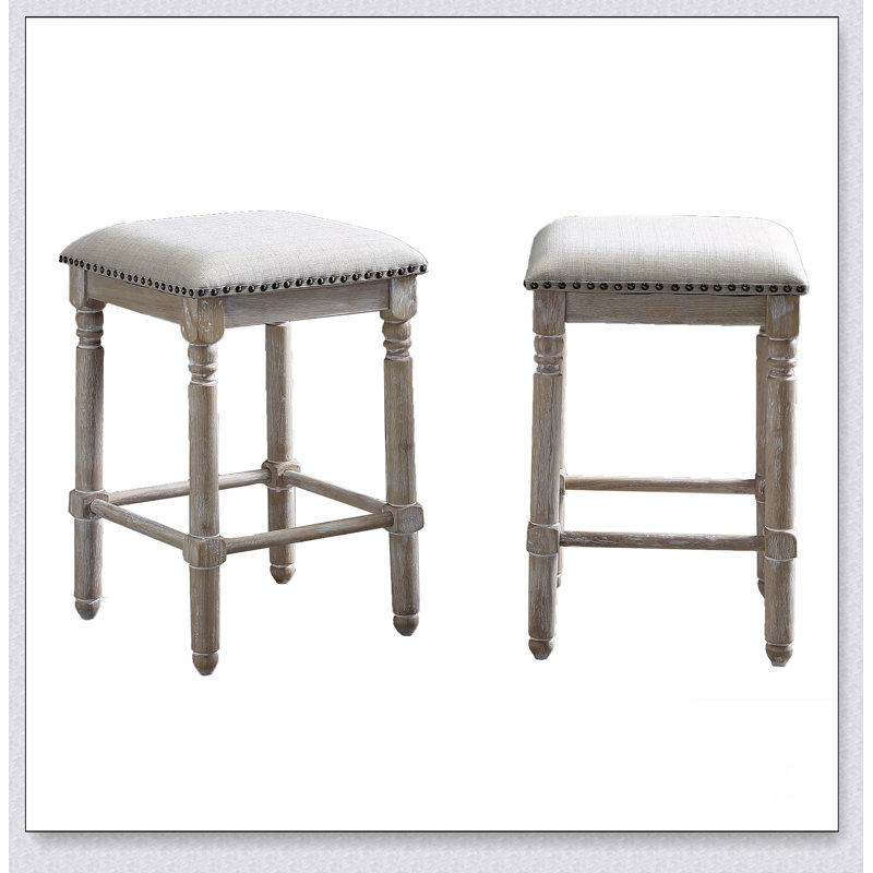 Tabouret en bois Arnhem, ensemble de 2, Tanné, Tabouret de comptoir (siège d'une hauteur de 24,2