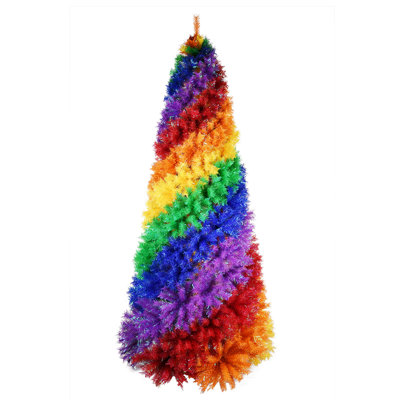 6Ft Rainbow Spiral Christmas Tree, 1248 Branch Tips, Colorful PVC Artificial Holiday Tree With Unique Spiral Design, Full & Lush Shape, Sturdy Metal Stand For Indoor Christmas Decoration