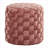 Ottoman 16'' Round Braided Contemporary Blush Pink Velvet | Velvet-940677810