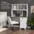 Small Computer Desk with Hutch in Pure White and Shiplap Gray-328680169