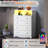 Grantville 27.56''W LED Dresser with Charging Station for Bedroom, 38'' Tall White Dresser with 4 Drawers and Open Shelf, Chest of Drawers for Living Room, Hallway, Closet-1025559616