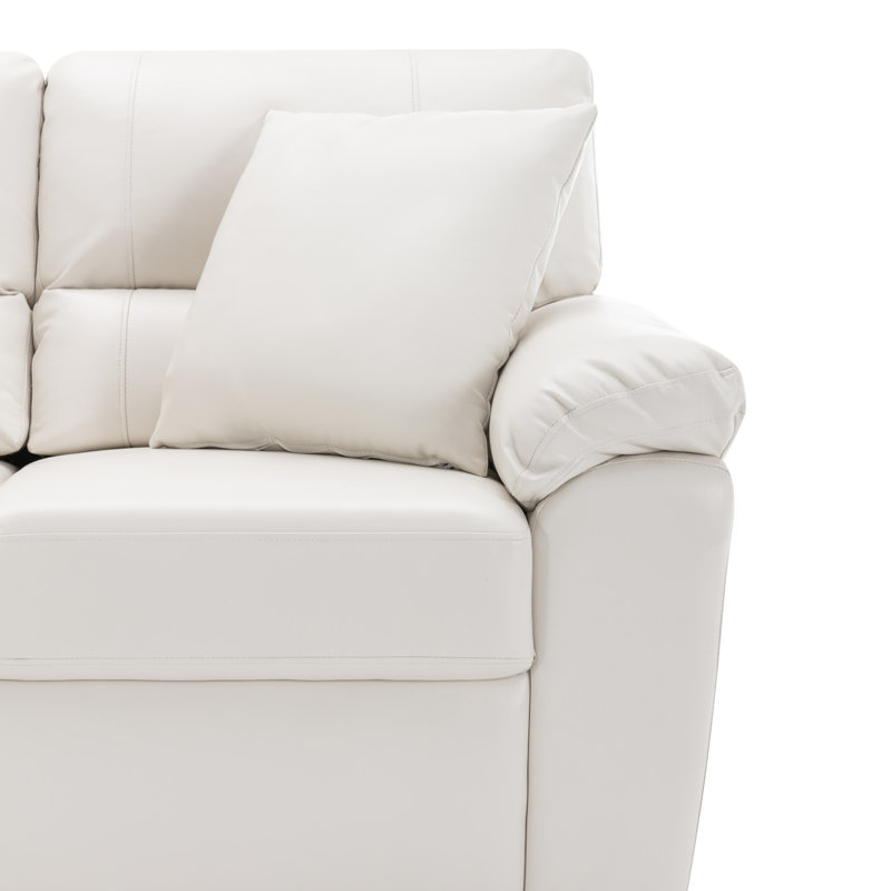 Cianca 61'' Faux Leather Loveseat, White Faux Leather