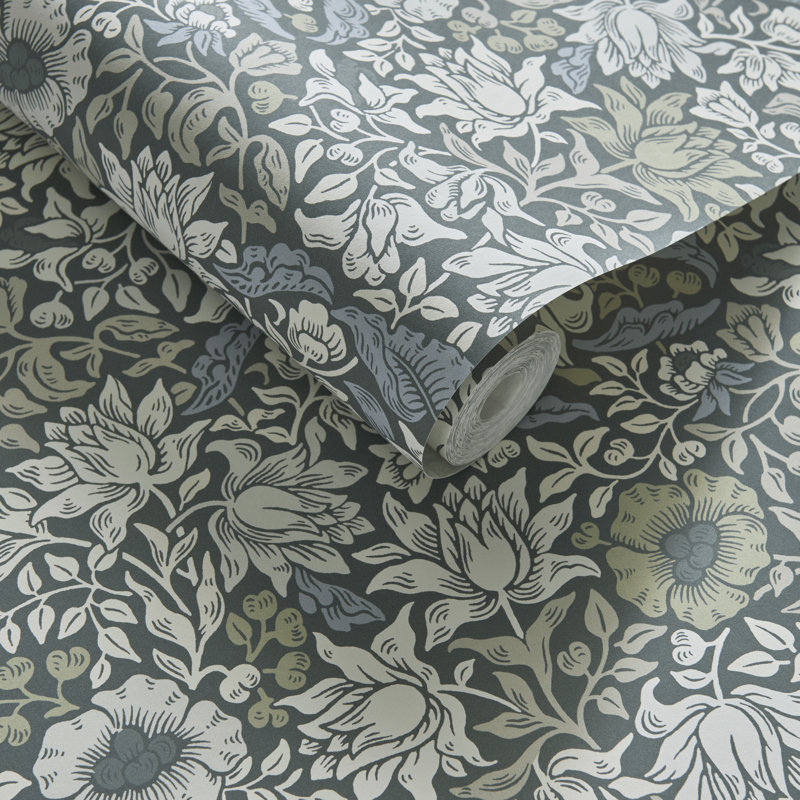Mallow William Morris 10.05m x 52cm Matte Wallpaper Roll, Slate/Dove