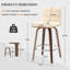 Tabouret pivotant rembourré Bomia avec structure en bois massif et dossier en similicuir en L-221022963-221022960