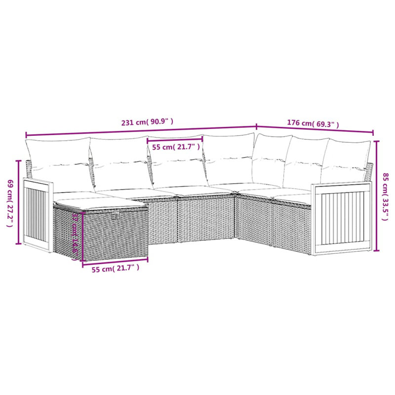 Ensemble de canapé de jardin Vidaxl beige, blanc crème