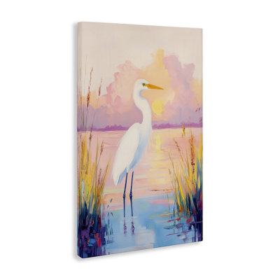 «Egret under Beaming Sunset» par Arlington Prints