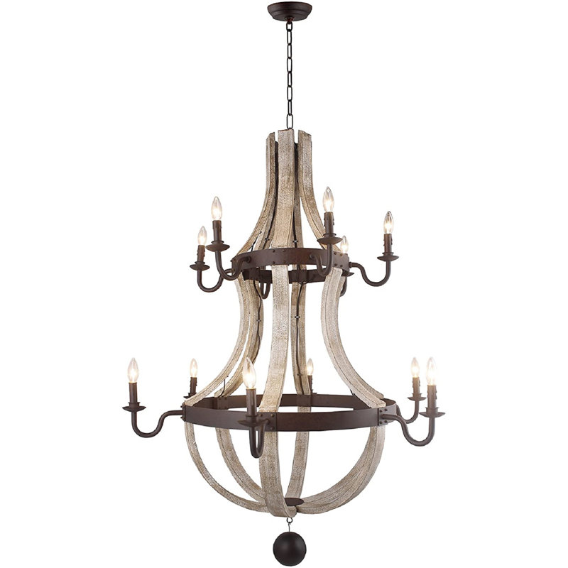 Chandelle empire en bois 2 lumières Caufield