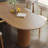 Brown Half-circle Solid Wood Dining Table-933523917