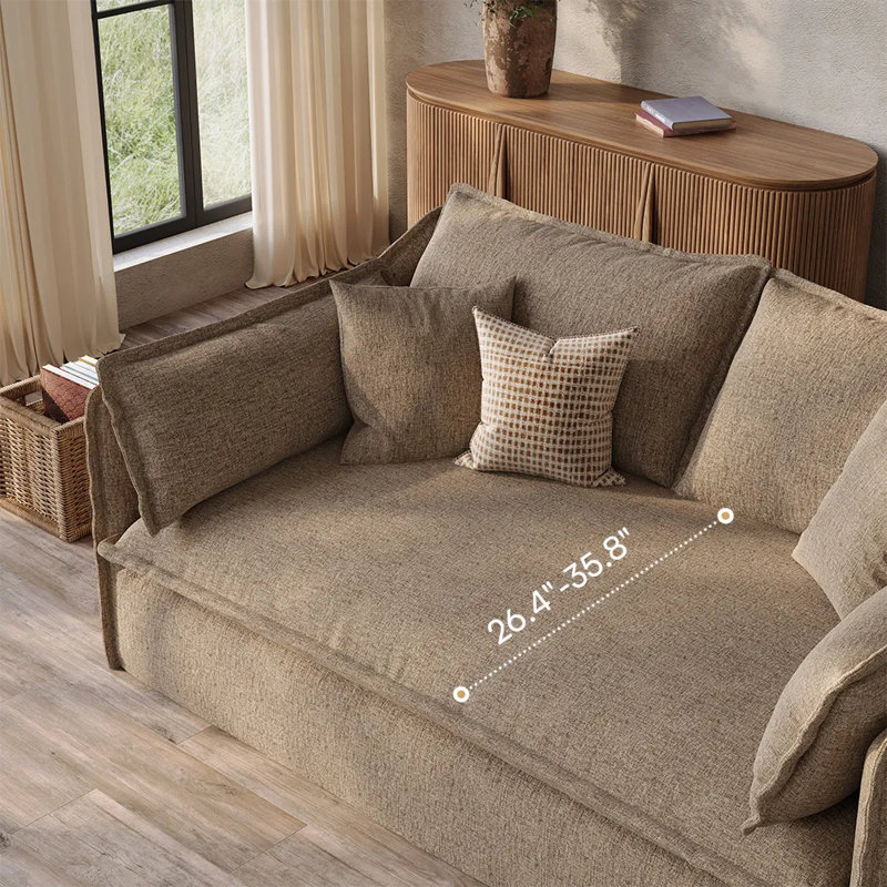 Canapé Luna-Beige avec housses amovibles, H 35 po x l 94,1 po x P 40,2 po, Beige