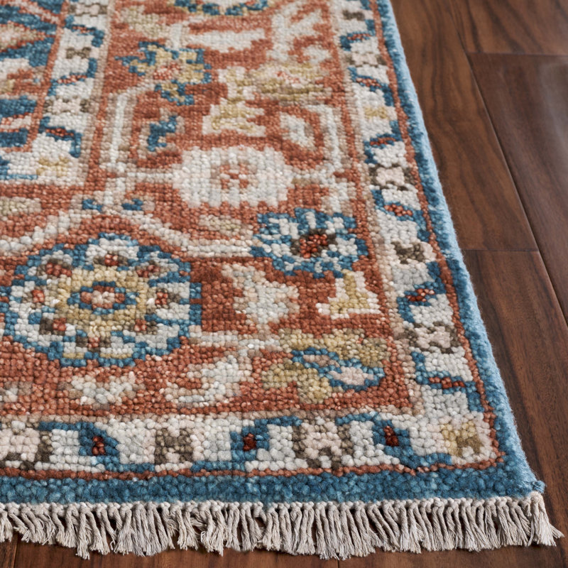 Samarkand 128 Area Rug In Turquoise / Rust, Rectangle 6' x 9'