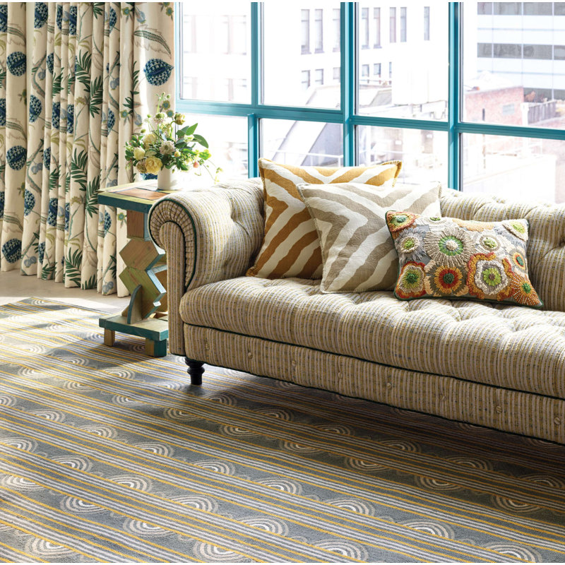 Button Grey Hand Micro Hooked Wool Rug, Rectangle 10' x 14'