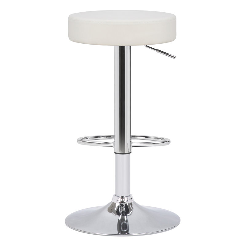 Bartz Swivel Upholstered Adjustable Height Counter Stool with Metal Frame, White