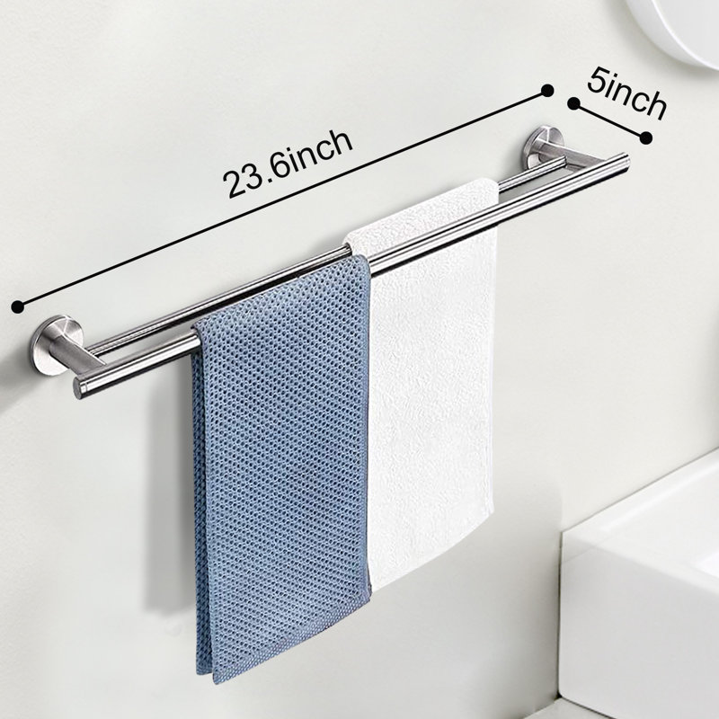 Double Wall Mounted Towel Bar, Brushed Nickel