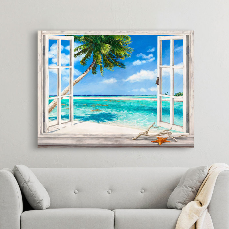 Window On Tropical Bay by Remy Dellal - Wrapped Canvas Art Prints, 50cm H x 70cm W x 4cm D