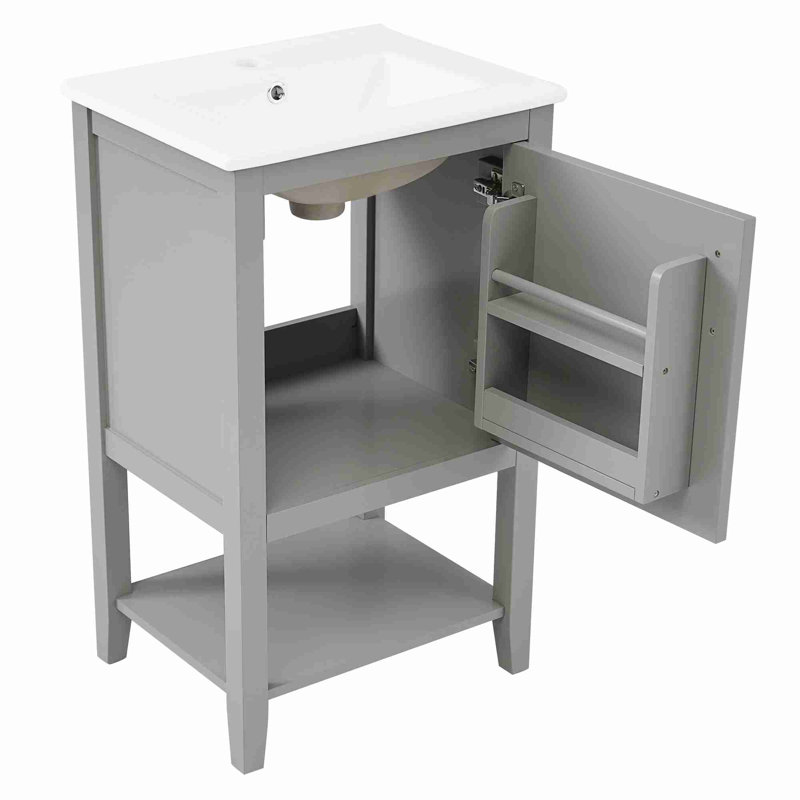 Meuble-lavabo moderne 20 po, Gris