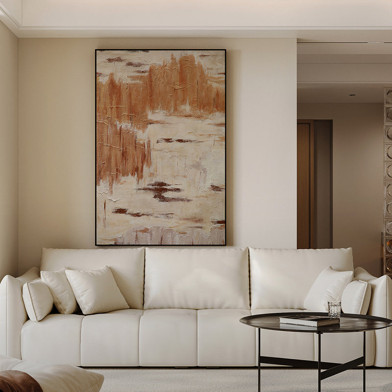 Art mural abstrait, peinture neutre de couleur terre, décor de style Wabi-Sabi et crème, reproduction sur toile prête à être suspendue pour chambre à coucher et entrée