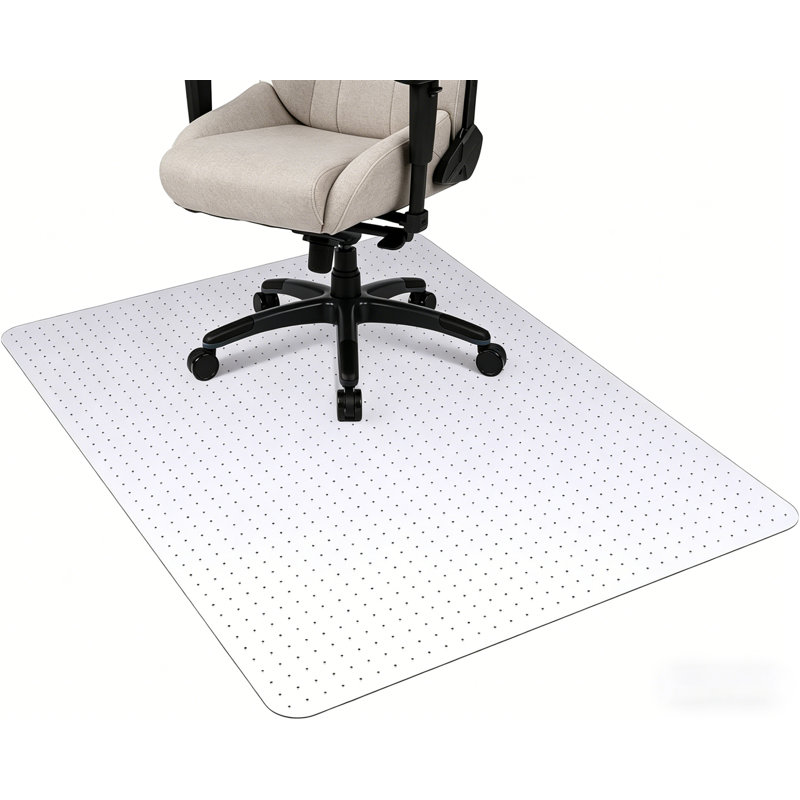 Tapis de chaise robuste 45 po x 53 po / 36 po x 48 po pour tapis - Protecteur de plancher en PET non ondulé avec crampons antidérapants | Tapis de bureau incassable pour planchers durs et tapis à poils moyens (transparent)